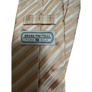 Vintage Bruno Piatelli Pure 100% Silk Tie Mixed Light Orange/Grey